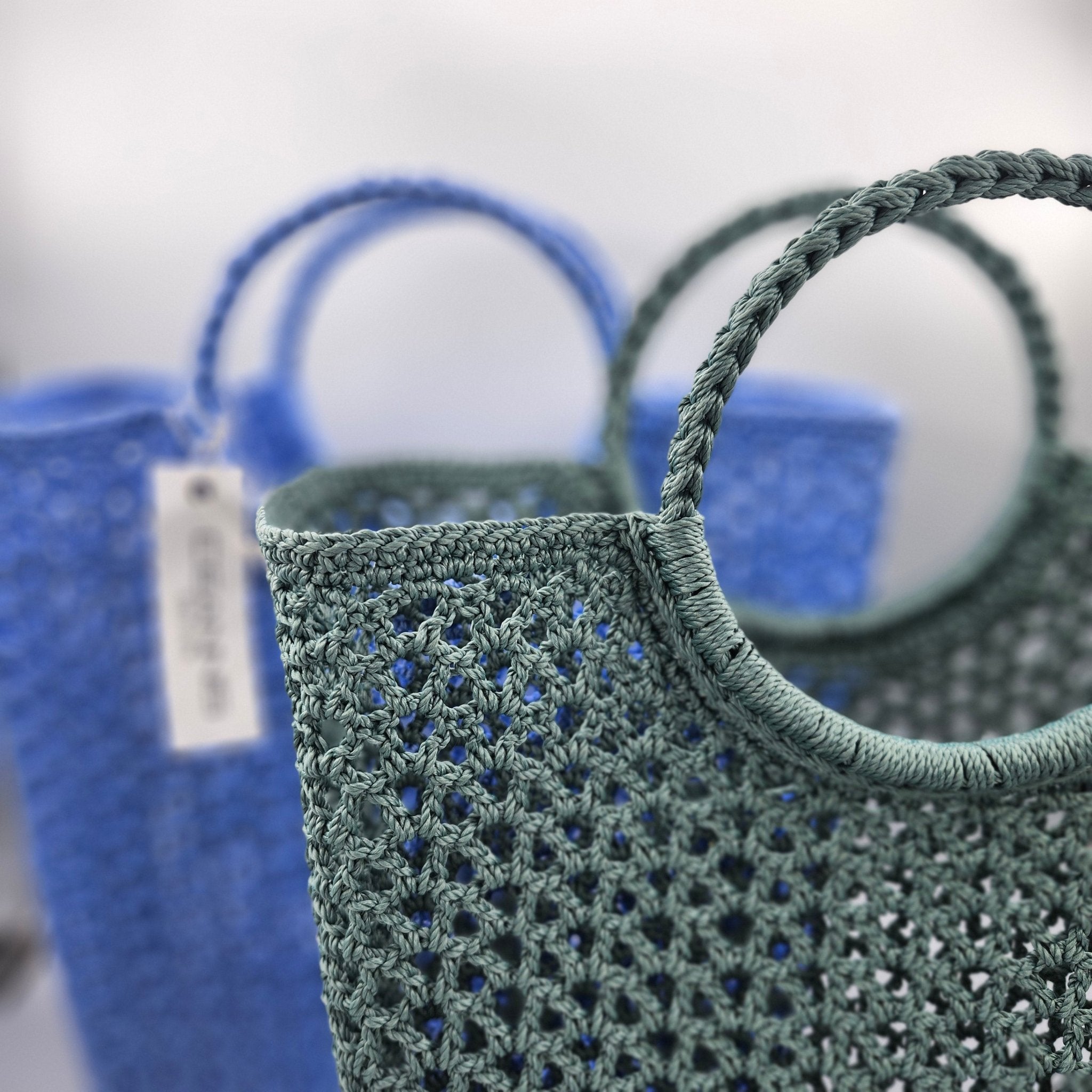 Crochet Basket, handmade crochet storage basket at Inside Living Singapore. Alternate view.