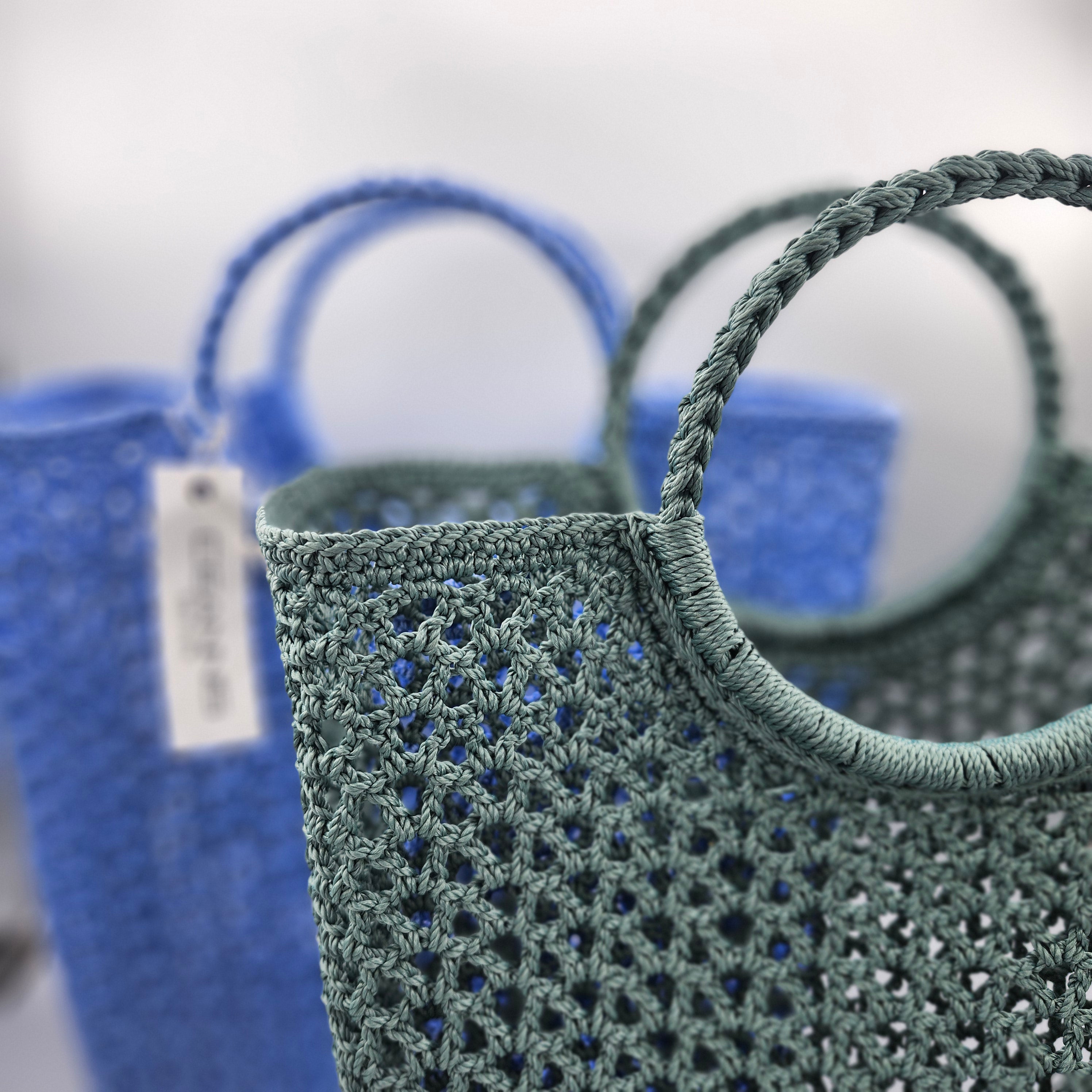 Crochet Basket, handmade crochet storage basket at Inside Living Singapore. Alternate view.