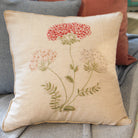 Hand-embroidered linen cushion cover with a spring blossom pattern, 45 x 45 cm, made in Vietnam