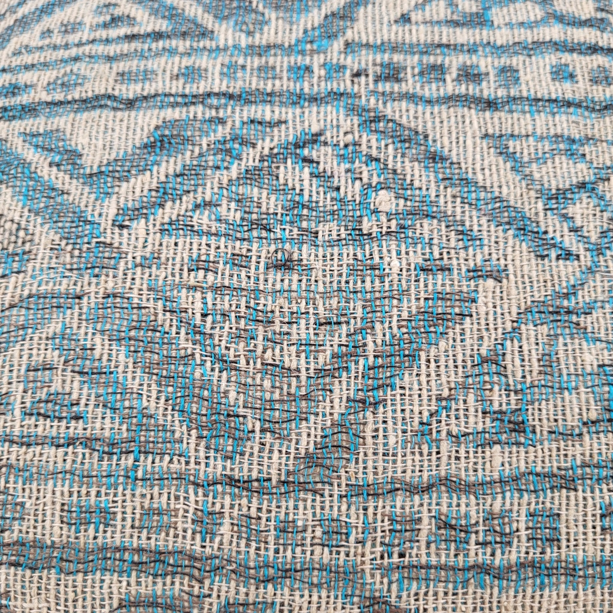 Handwoven Cushion Sage Blue: handwoven decorative cushion for sofa or bed, from Inside Living Singapore. Alternative angle.