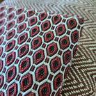 Burgundy patterned cushion cover with graphic stitching and zip back, polyester, 50 x 50 cm