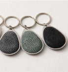 'Pear Drop' Key Ring in Faux Shagreen from Inside Living Singapore, alternate angle.