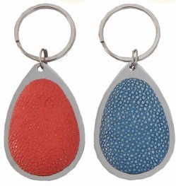 'Pear Drop' Key Ring in Faux Shagreen from Inside Living Singapore, detail view.