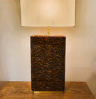 Faux tortoise shell table lamp from Inside Living, decorative home lighting with a warm patterned amber-toned finish