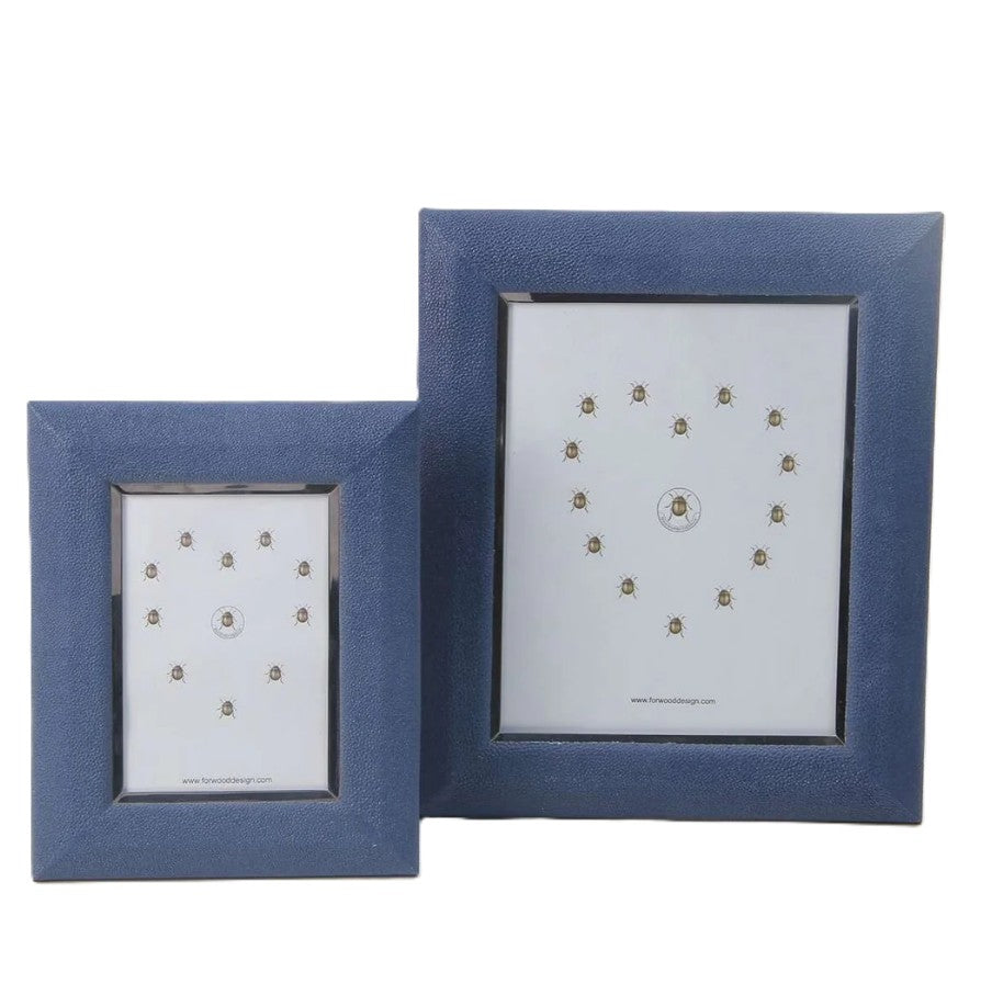 Faux Shagreen Bella Photo Frame Nile Blue from Inside Living Singapore, alternate angle.