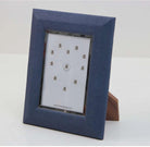 Nile blue faux shagreen Bella photo frame with stainless steel trim and walnut back, 5 x 7 or 8 x 10 inch