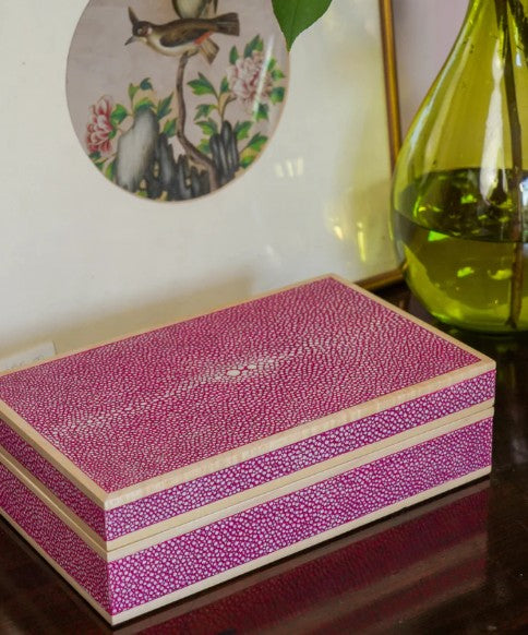 Faux Shagreen Treasure Box in Teal from Inside Living Singapore, additional angle.