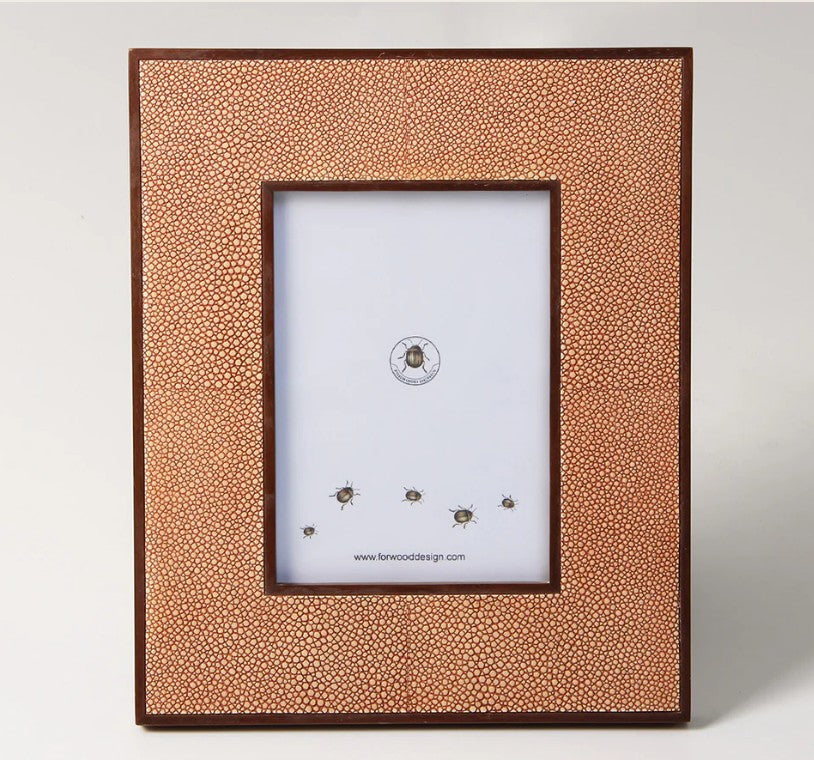 Faux Shagreen Classic Photo Frame Coral from Inside Living Singapore, alternate angle.