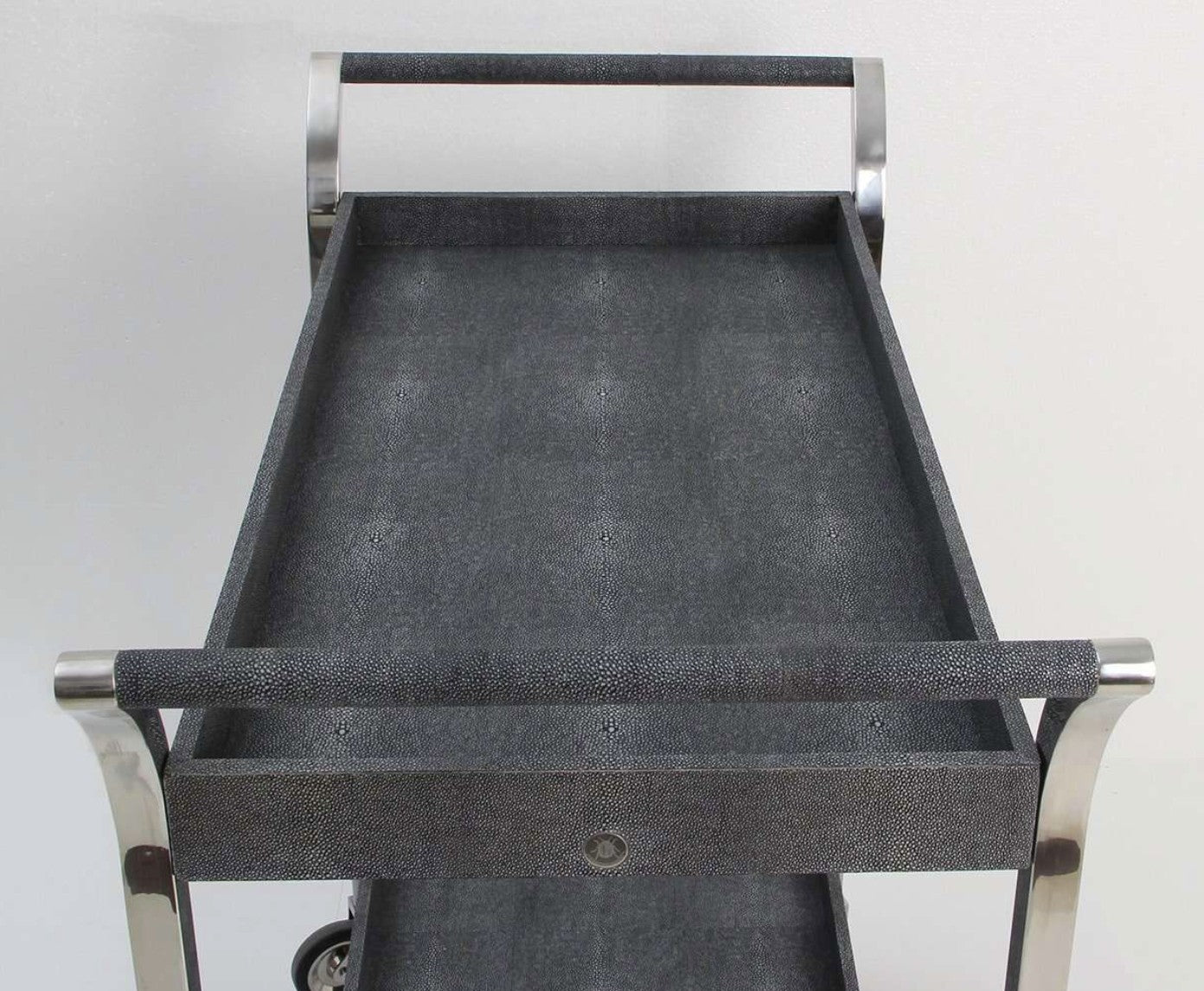 Faux Shagreen Drinks Trolley/Bar Cart With Handle - Charcoal, alternative angle - buy homeware, tableware and interior