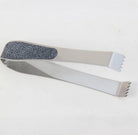 Stainless steel ice tongs with faux shagreen finish and fine teeth for ice control, gift boxed