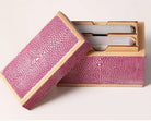 Faux Shagreen Playing Card Box Pink from Inside Living Singapore, detail view.