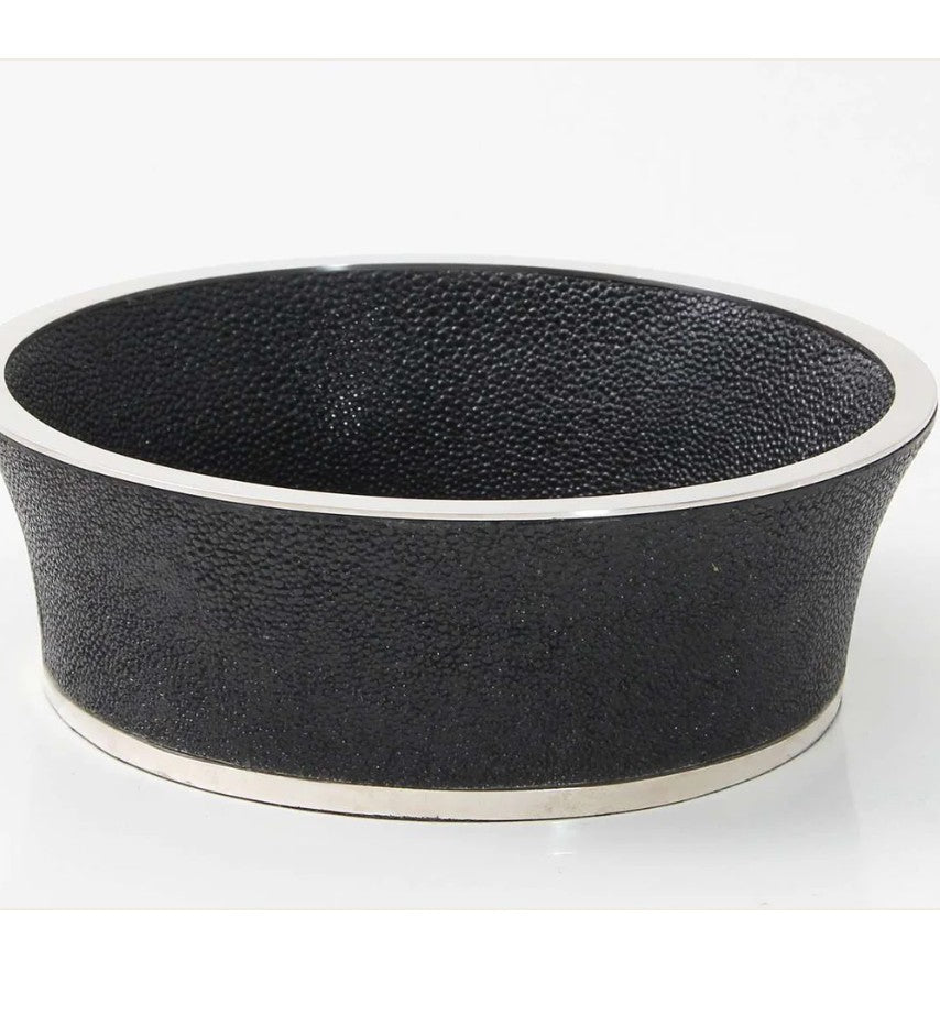 Faux Shagreen Wine Coaster Black from Inside Living Singapore, alternate angle.