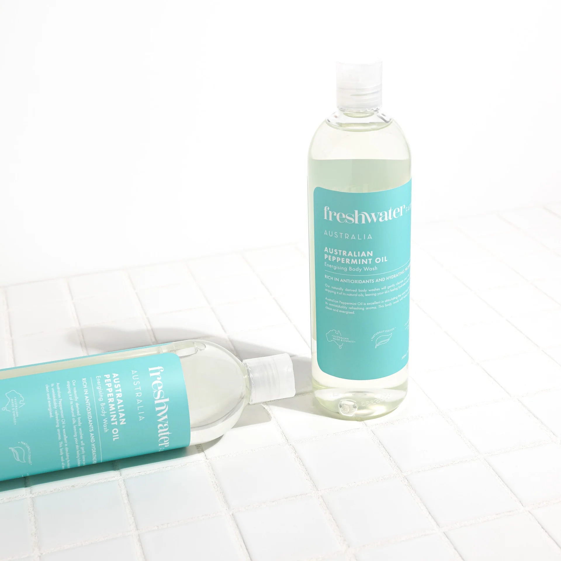 Peppermint oil castile body wash, 500ml, naturally derived and vegan friendly, made in Australia