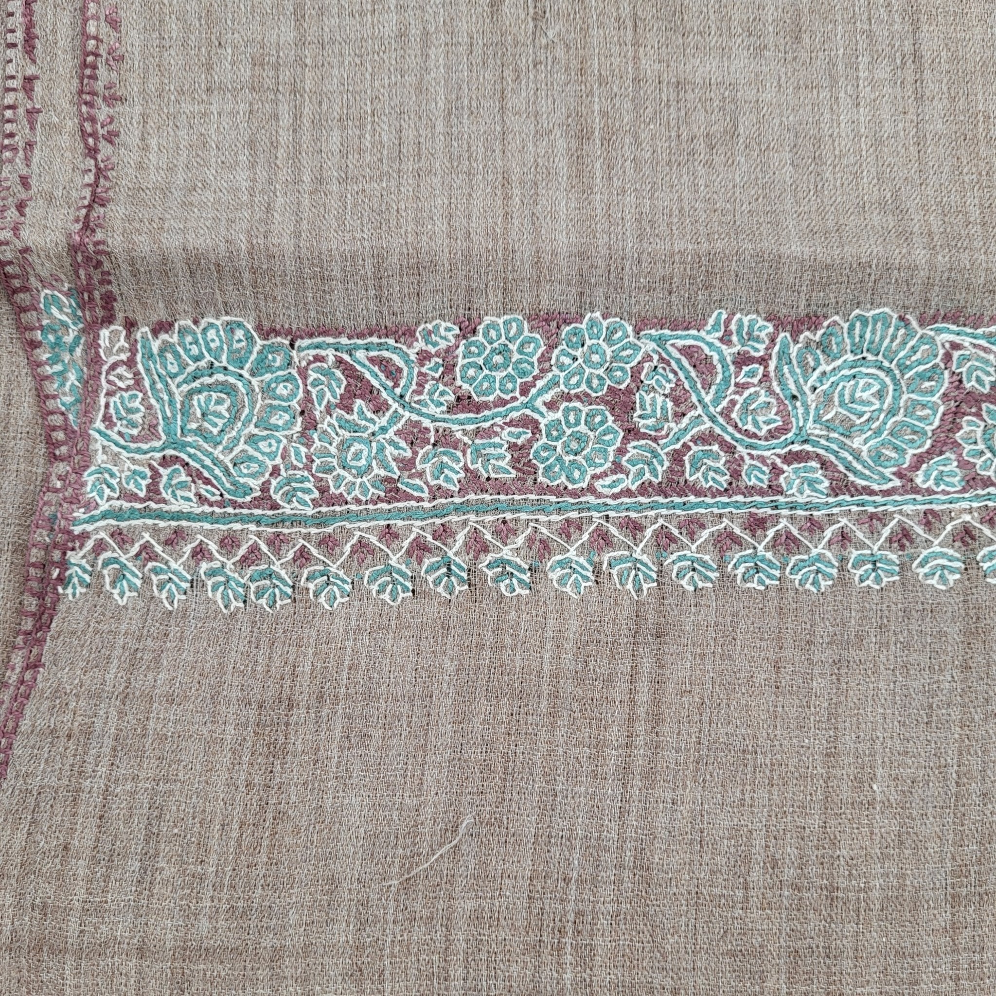 Pashmina with Hand Embroidered Border, side view, from the Inside Living Singapore homeware collection.