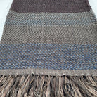 Handwoven linen and silk throw with broad colour bands and a fringed edge, 130 x 170 cm