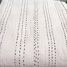 Hand-stitched white kantha cotton bedspread with black and white stitching, queen size 225 x 275 cm