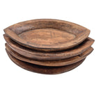 Decorative almond-shaped platter in vintage teak, roughly 34cm long and 5cm high, with a smooth wood grain finish