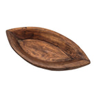 Vintage teak almond-shaped platter, about 18cm x 34cm and 5cm high, used for serving fruit or salads or as decoration