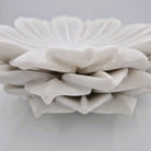White marble flower dish carved by hand, small size 23 cm across and 4 cm high, for serving, for display or as a candle stand