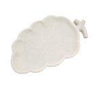 White marble platter hand carved in a tree design, about 34 cm long and 20 cm wide, for serving or holding trinkets