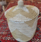 Seagrass Laundry Basket W/ Lid White, alternative angle - buy homeware, tableware and interior accessories at Inside Living