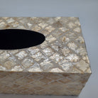 Ivory mother of pearl tissue box cover from Inside Living, iridescent decorative holder for the home, alternate view