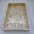 Small Mother of Pearl Tray Ivory, decorative serving tray at Inside Living Singapore. Front view.
