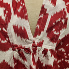 Block print cotton 'May' dress in ikat pattern, handmade lightweight summer dress, detail view