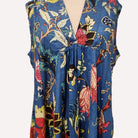 Block print cotton 'May' dress in tropical flower print, handmade lightweight summer dress, detail view