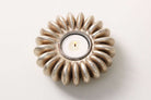 Tea light holder cast from a sandbox seed pod in resin, antique silver finish, 12 x 12 cm for table or kitchen