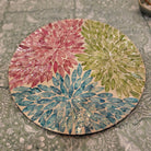 Handmade mother of pearl placemat in turquoise, green and red, available in 28 cm or 30 cm sizes