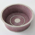 Wine bottle coaster in mulberry faux shagreen and stainless steel, 16 x 16 cm, fits wine and champagne bottles