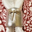 Set of six napkin rings handcrafted from horn with a silver lacquer finish, ideal for festive dining