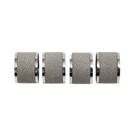 Set of four barley faux shagreen and stainless steel napkin rings, 5 cm diameter, 4 cm high
