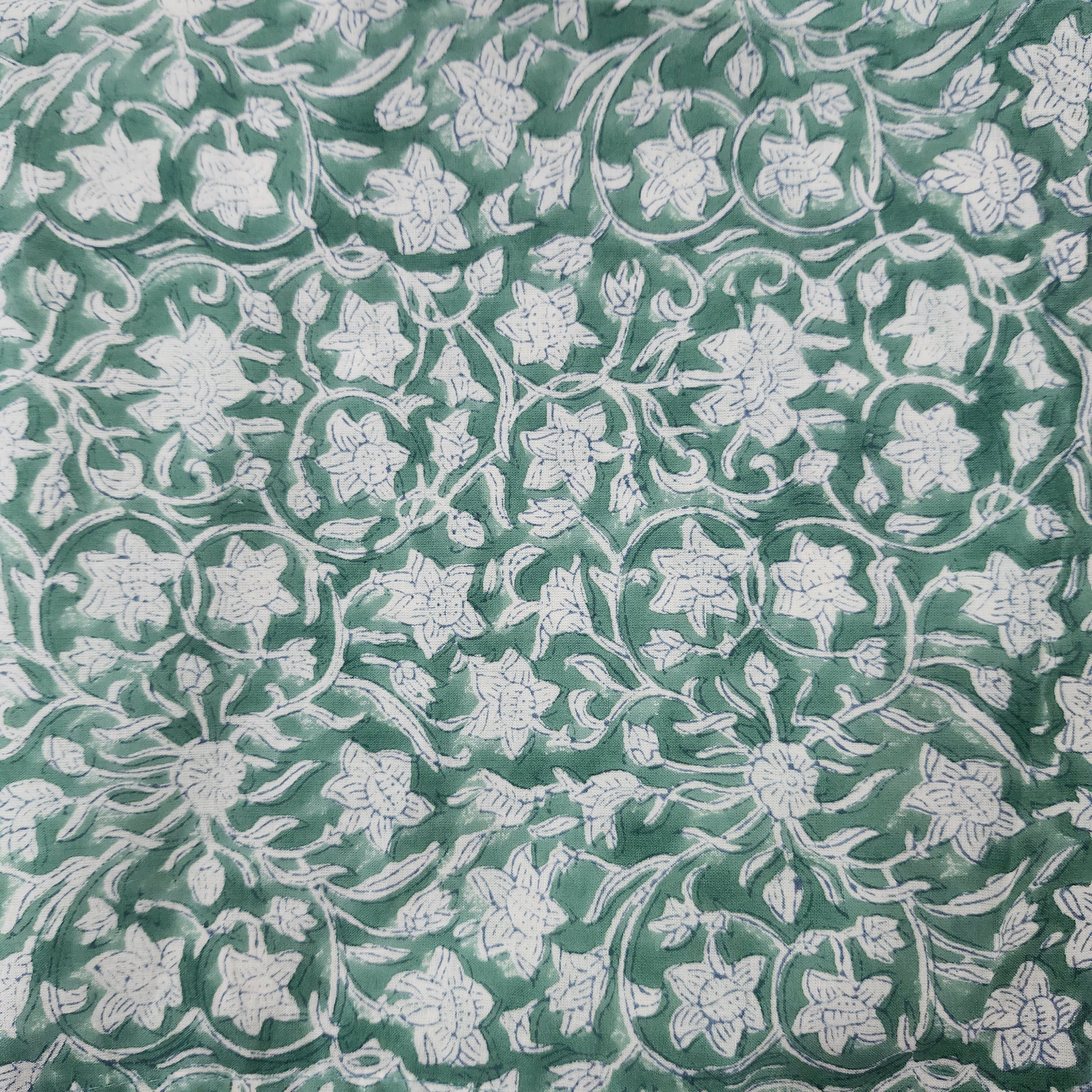 Block Print Napkin Assorted Set of 2 in green floral, cotton dining napkins from Inside Living Singapore.