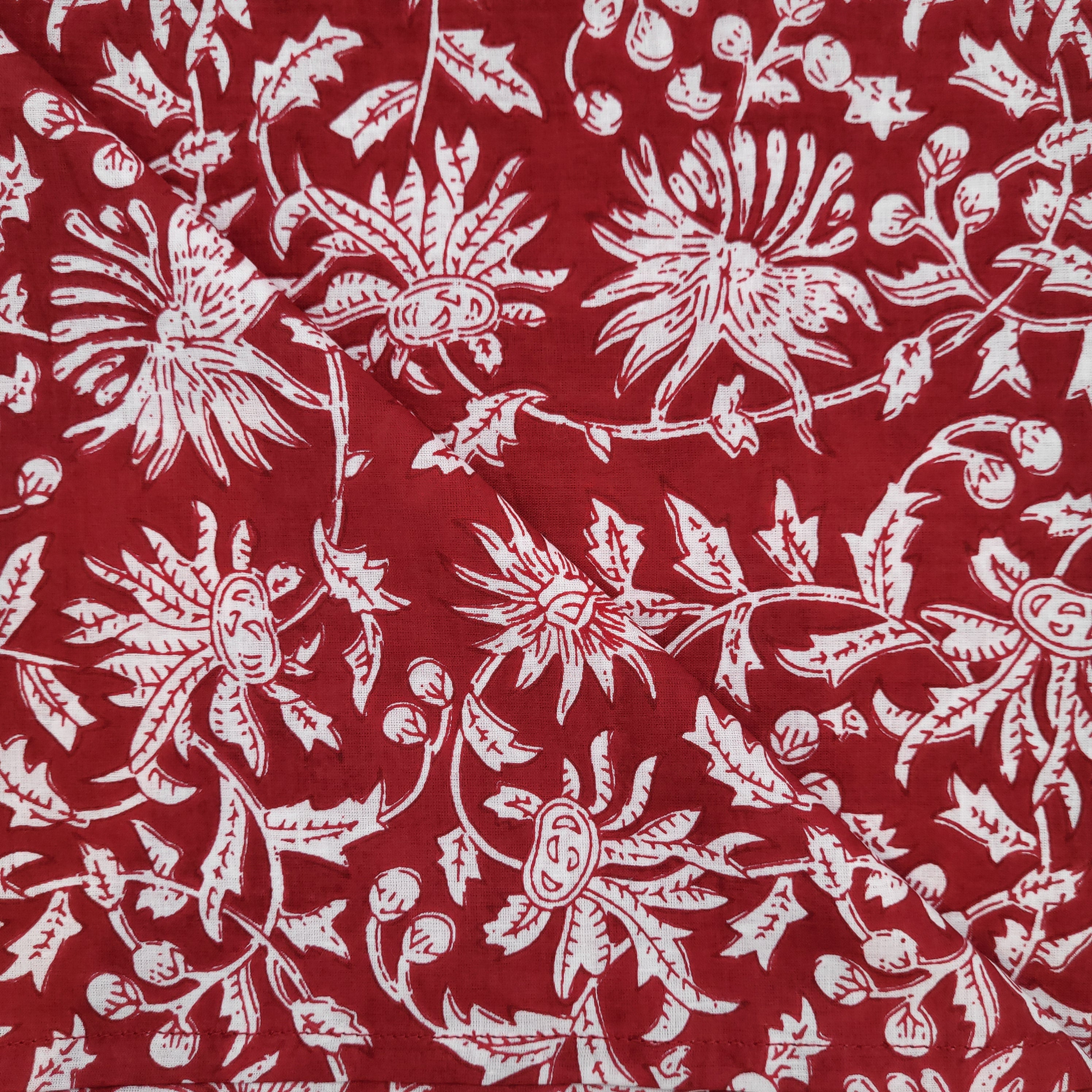 Block Print Tablecloth Floral Red: block-printed cotton tablecloth for dining table styling, from Inside Living Singapore.