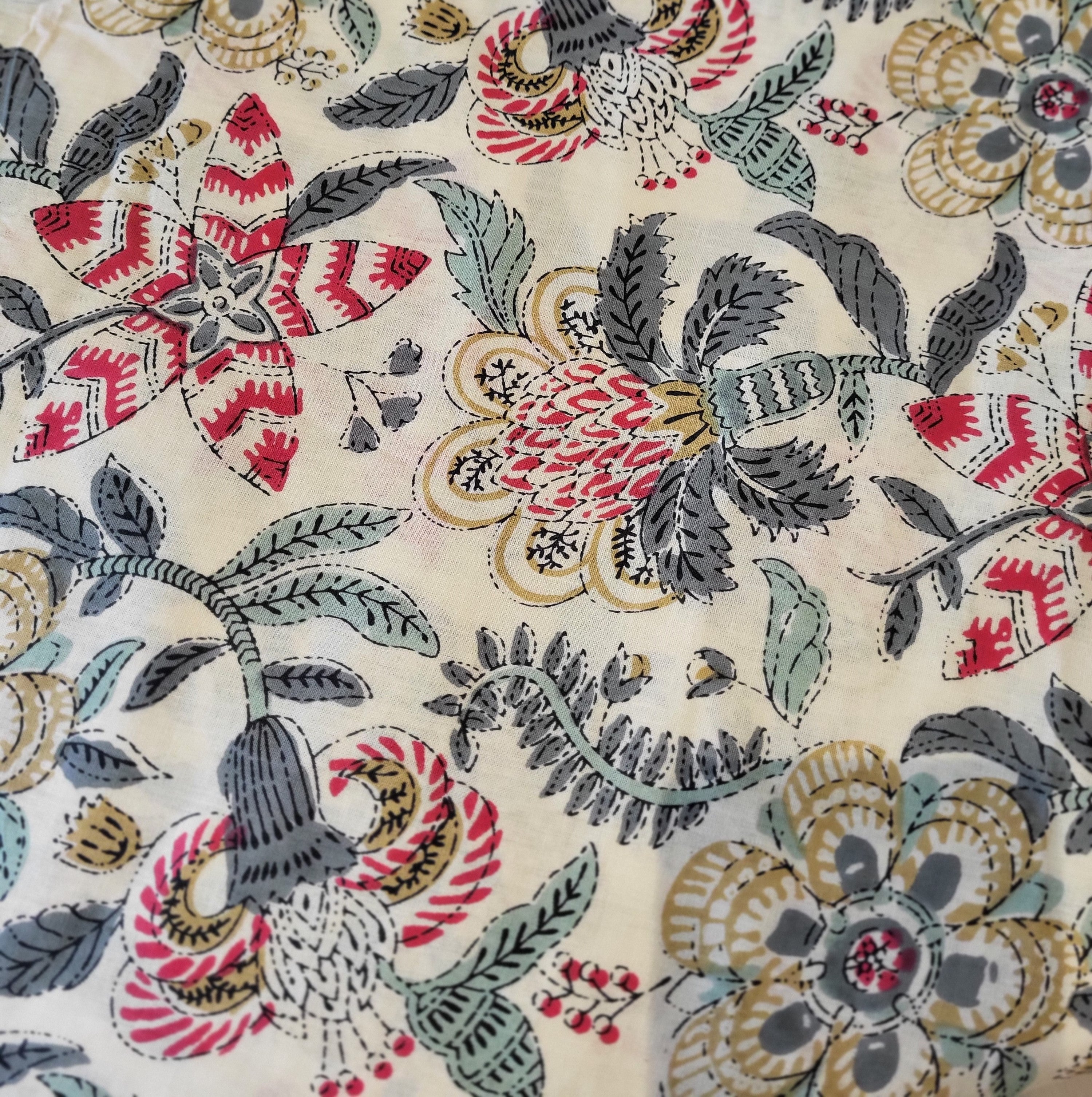 Block Print Napkin Assorted Set of 2 from Inside Living Singapore, cotton napkins. Shown close-up detail.