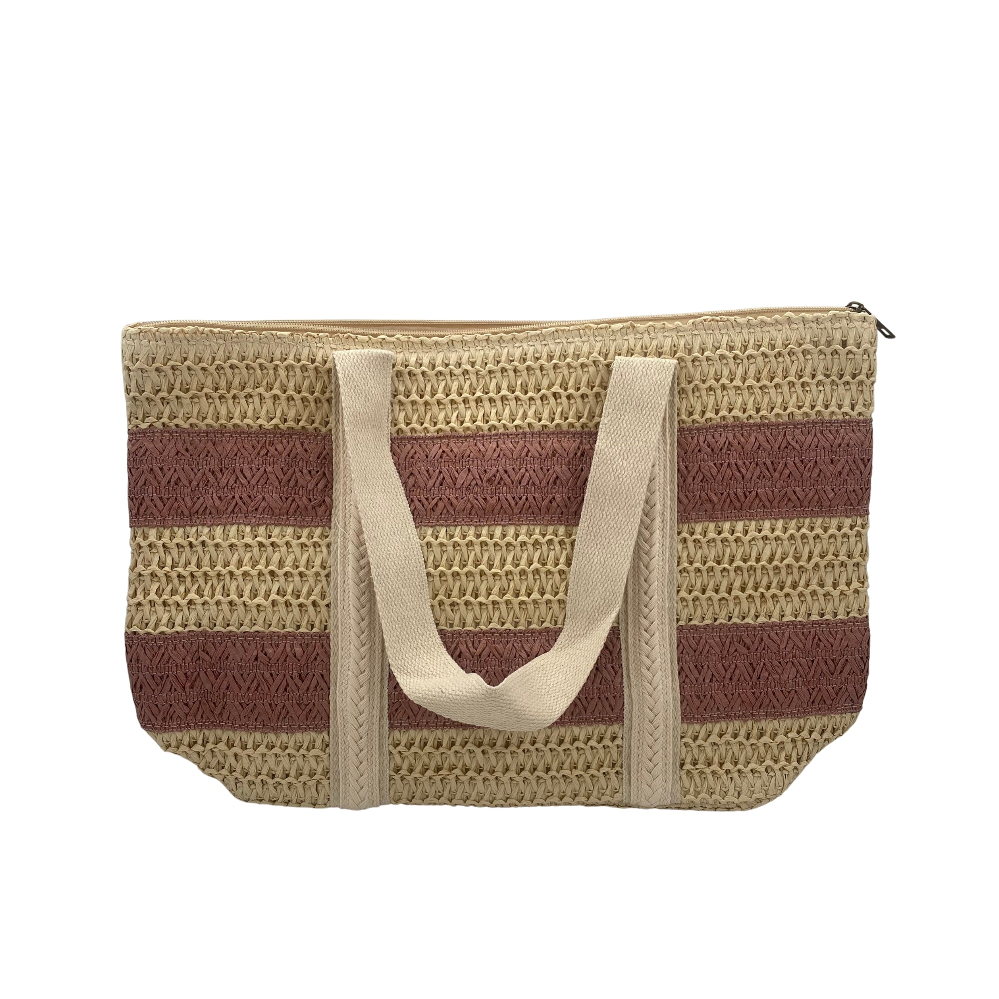 Raphia Beach Bag Striped shown from another angle, bags at Inside Living Singapore.