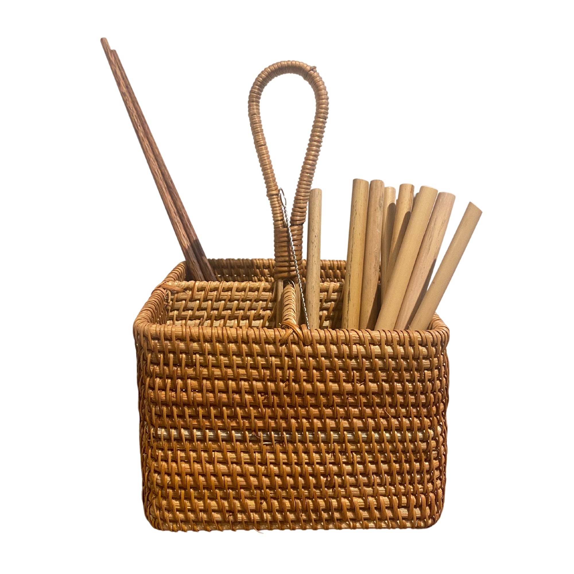 Rattan Utensil Holder Square, detail of the design at Inside Living Singapore.