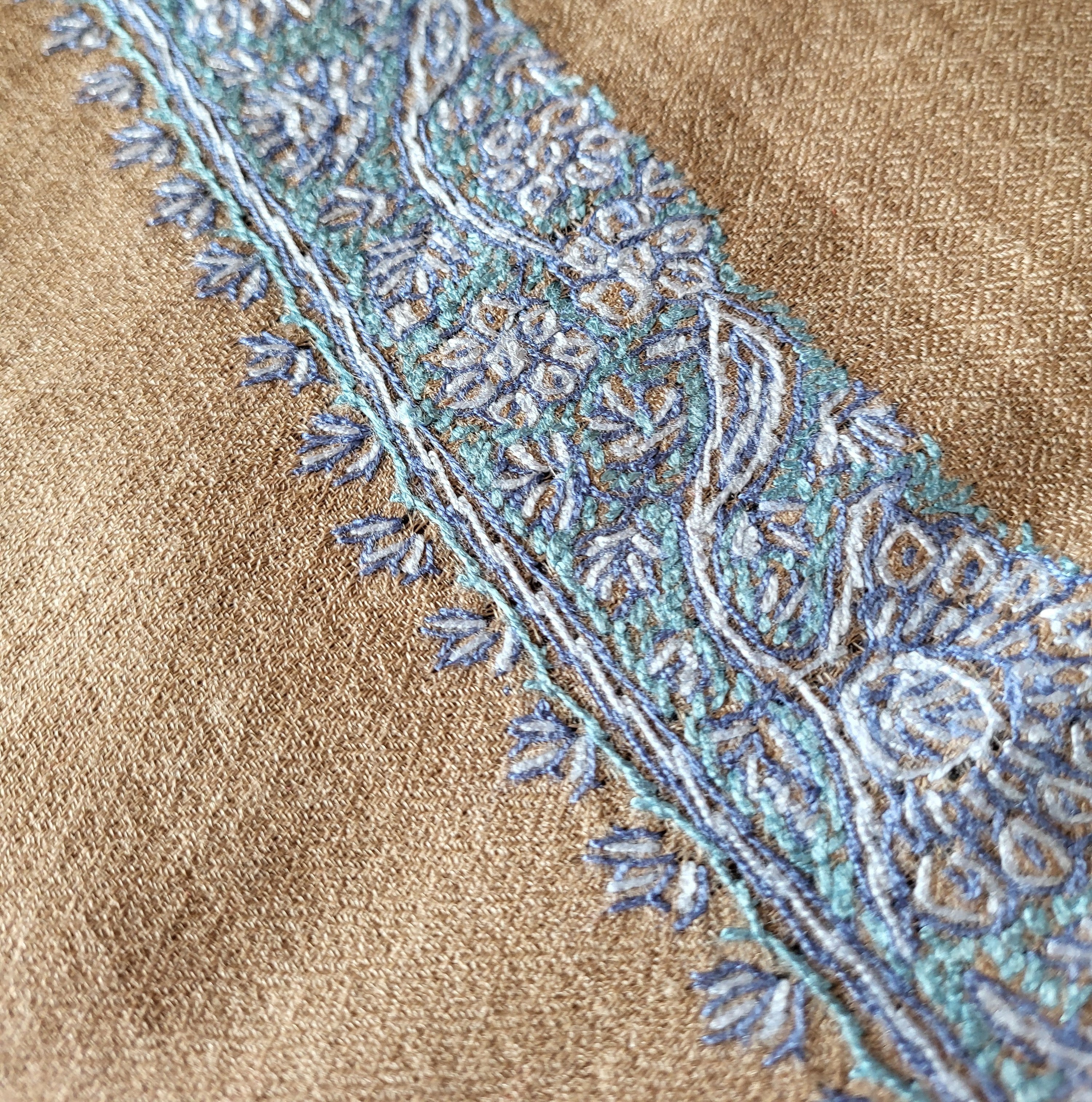 Pashmina with Hand Embroidered Border, styled in a room setting, from the Inside Living Singapore homeware collection.