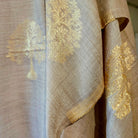 Embroidered pashmina shawl in 'Tree' design, soft handmade wrap scarf with fine hand embroidery, detail view