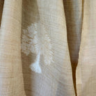 Embroidered pashmina shawl in 'Tree' design, soft handmade wrap scarf with fine hand embroidery, close-up view