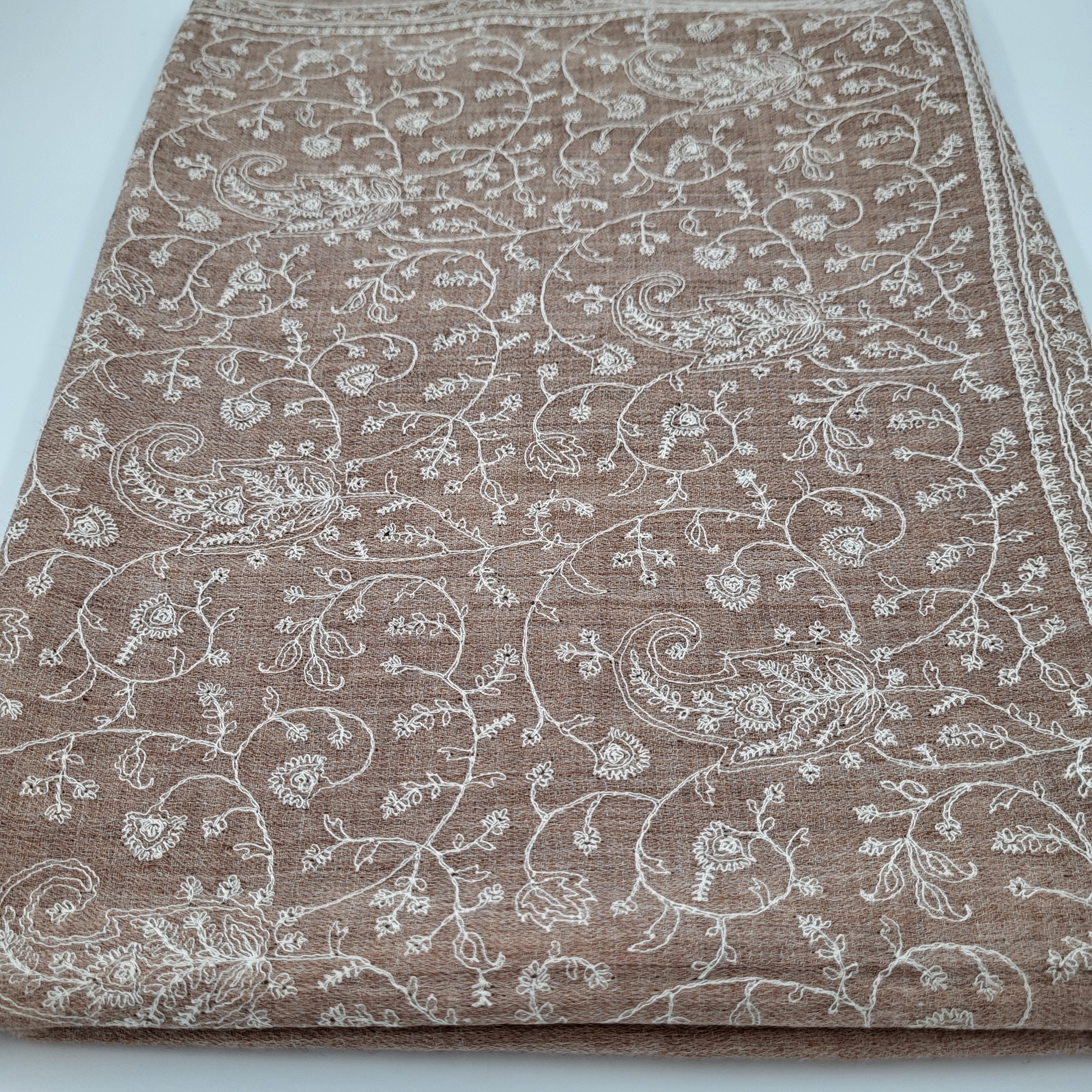 Embroidered pashmina shawl, soft lightweight 75 x 200 cm wrap in floral or paisley designs and assorted colours