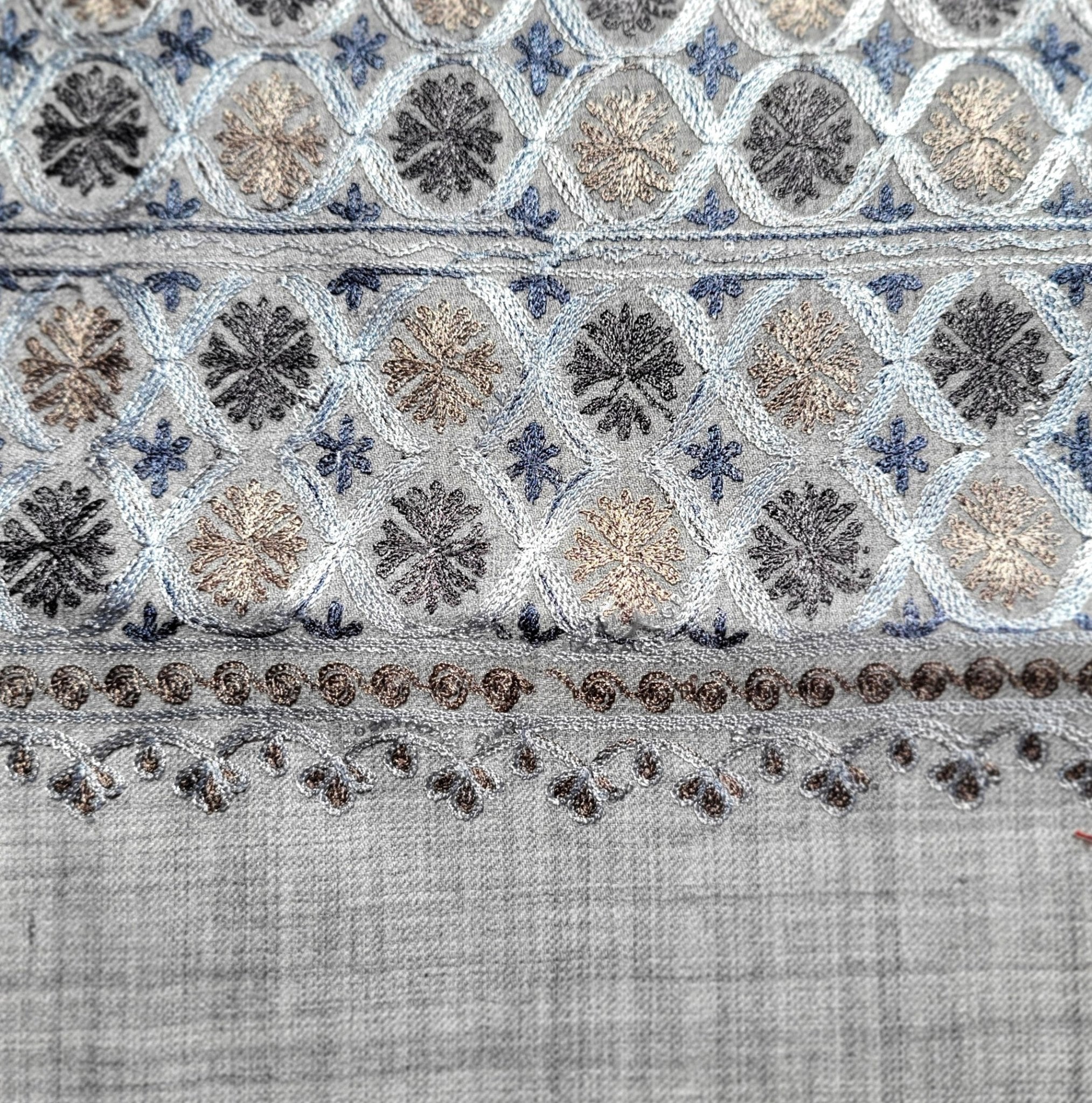 Embroidered Pashmina Small Circle from Inside Living Singapore. Shown side view.