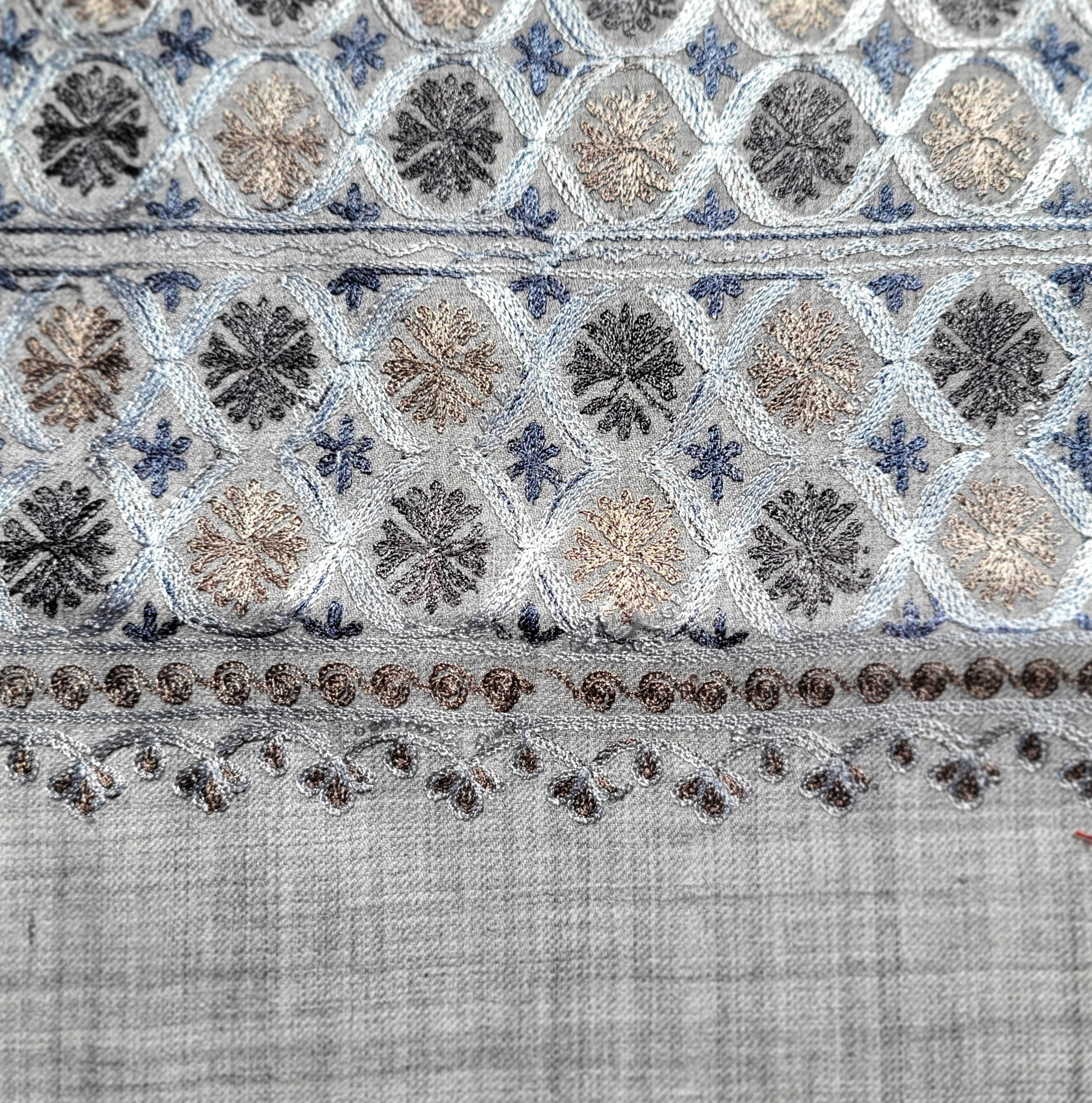 Embroidered Pashmina Small Circle from Inside Living Singapore. Shown side view.