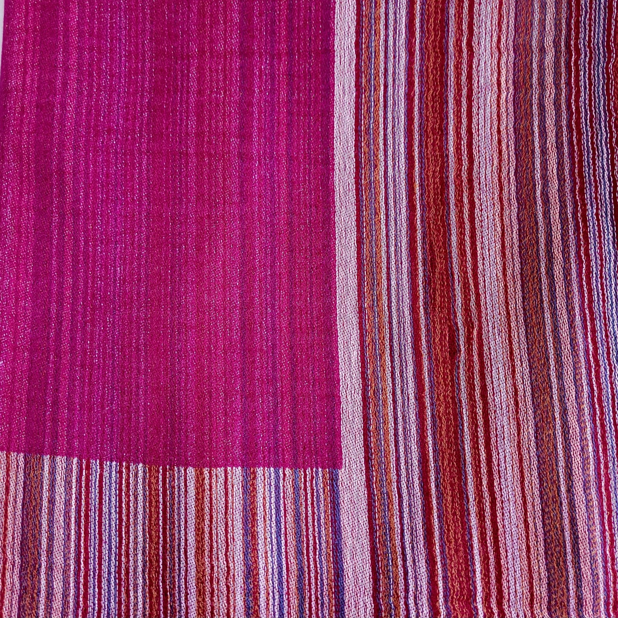 Multi Striped Pashmina Shawl, side view, from the Inside Living Singapore homeware collection.