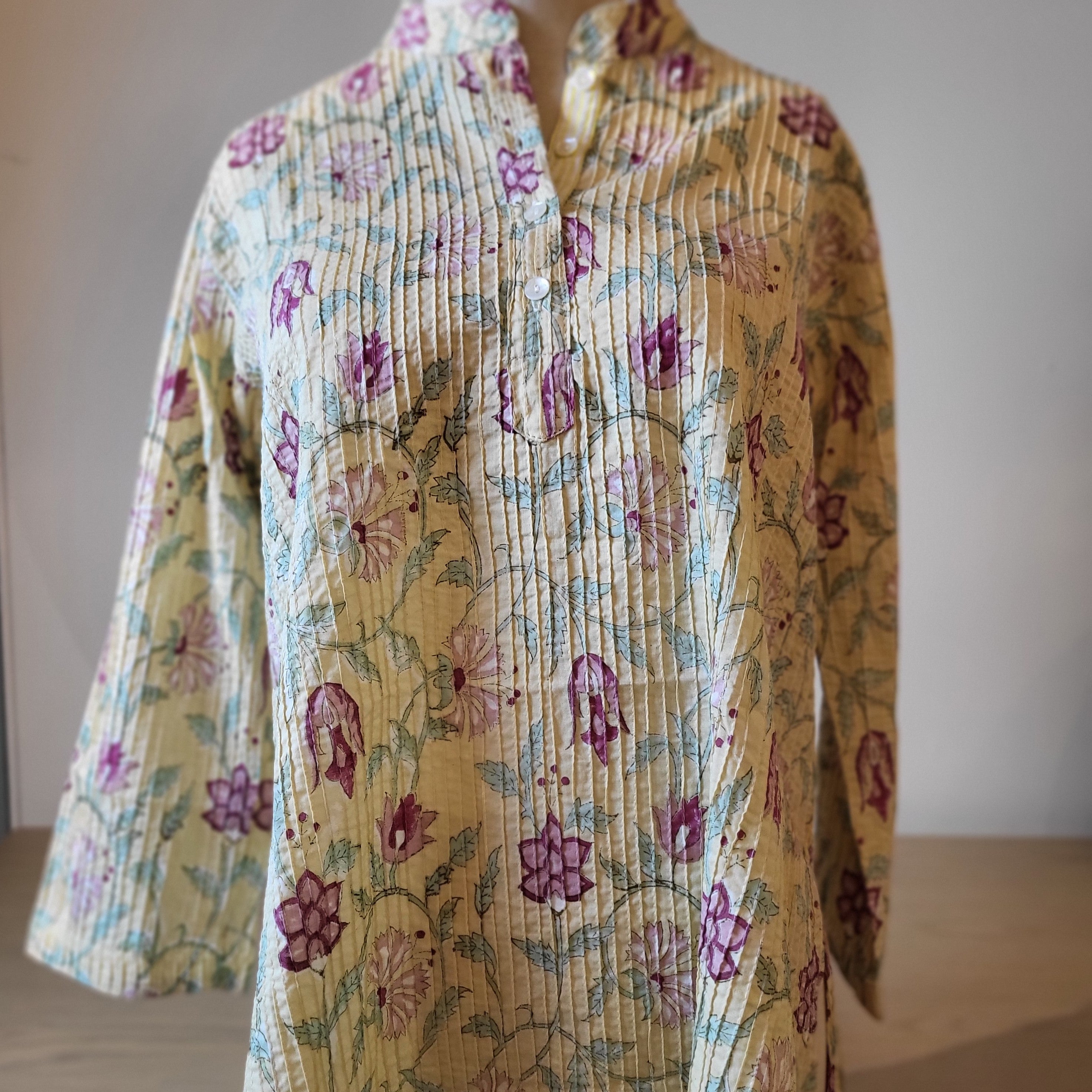 Block Print Pleated Shirt Assorted: block-printed cotton garment for warm days, from Inside Living Singapore.