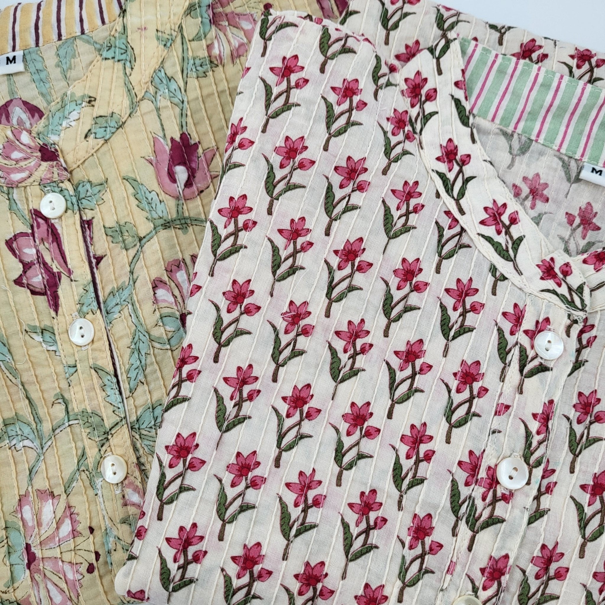 Block Print Pleated Shirt Assorted: block-printed cotton garment for warm days, from Inside Living Singapore.