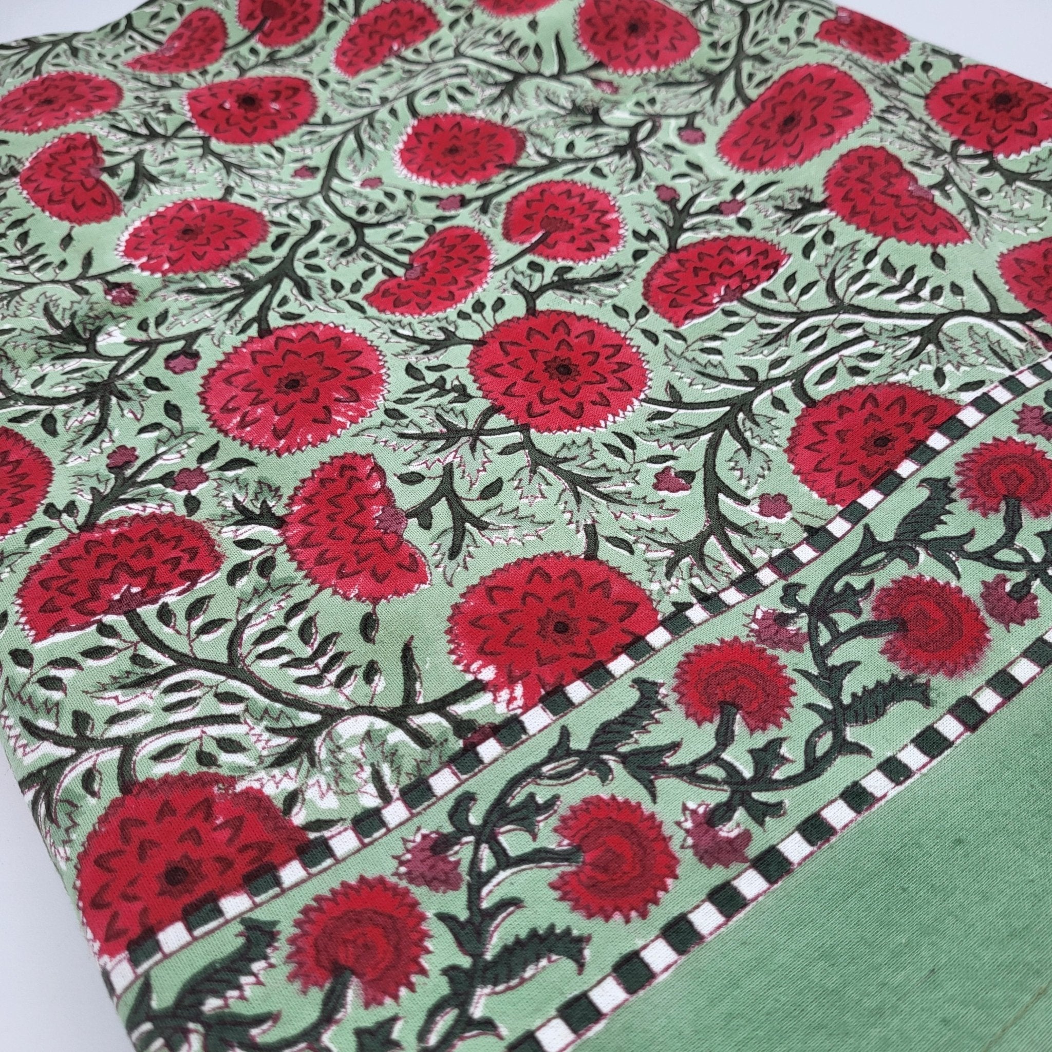 Block Print Tablecloth Poppy: block-printed cotton tablecloth for dining table styling, from Inside Living Singapore.