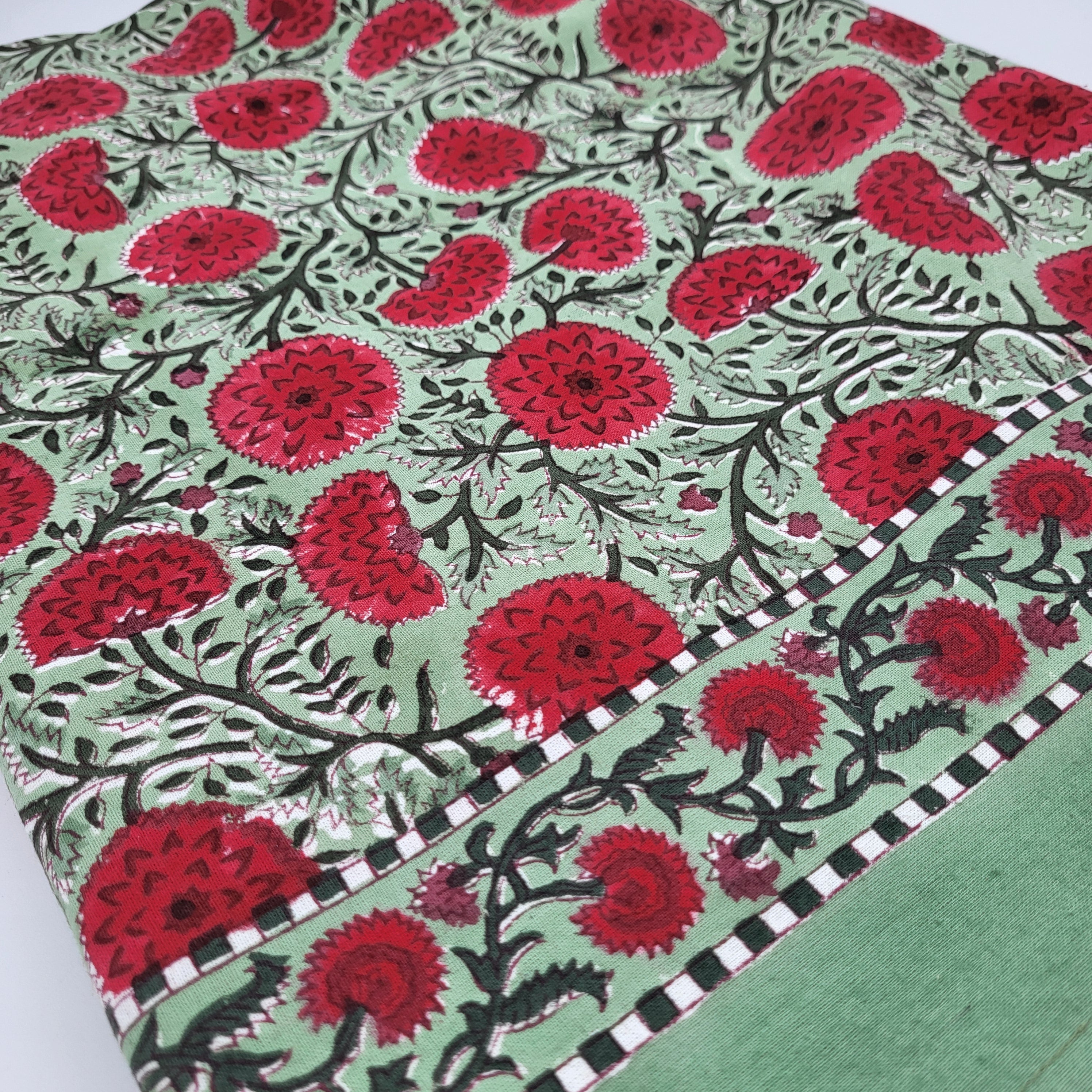 Block Print Tablecloth Poppy: block-printed cotton tablecloth for dining table styling, from Inside Living Singapore.